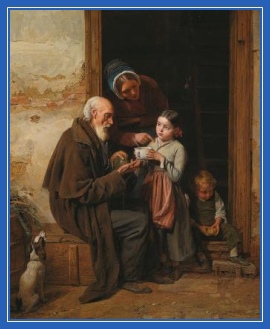 Посещение, нищий, странник, помощь, стакан воды