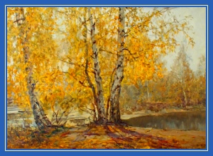 Березовая осень, желтые листья