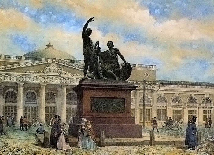 4 марта в истории. Памятник Минину и Пожарскому 4 Верхние Торговые Ряды в середине 1850-х