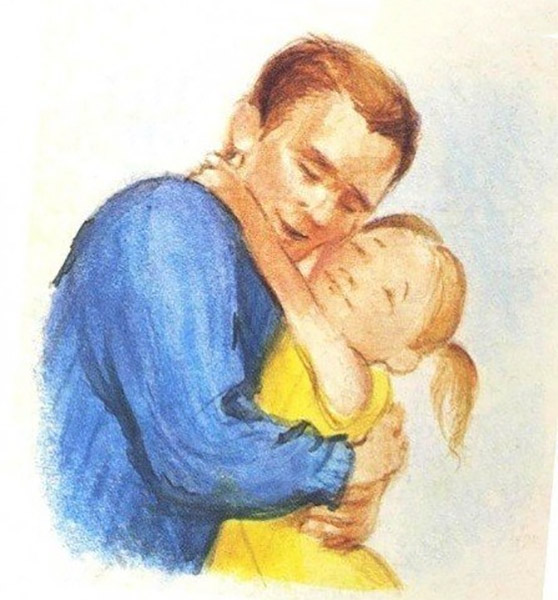 Отец и дочь обнимаются
