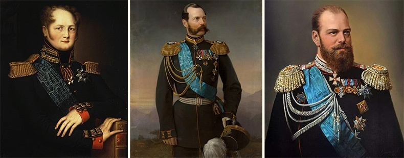 Александр I, Александр II, Александр III