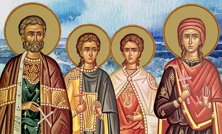 Великомученик Евстафий Плакида, мученица Феопистия и мученики Агапий и Феопист