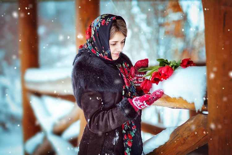 Женщина зимой