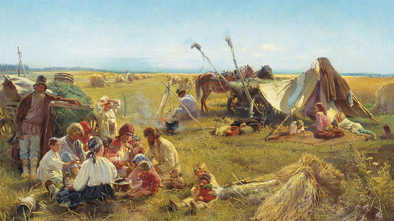Крестьянский обед в поле