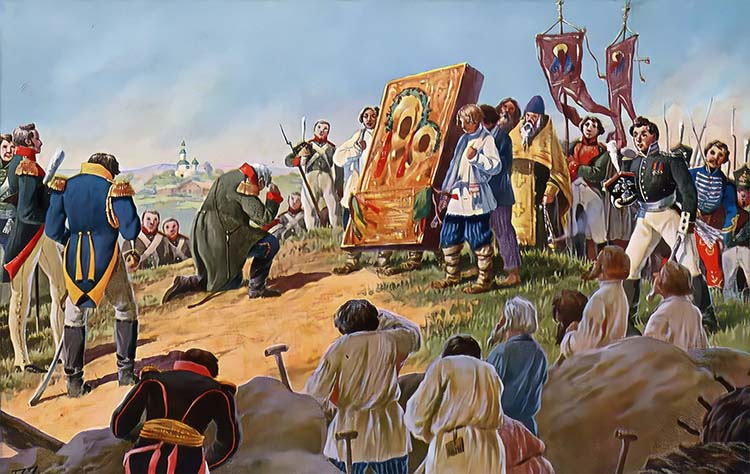 Кутузов накануне Бородинского сражения пред Смоленской иконой