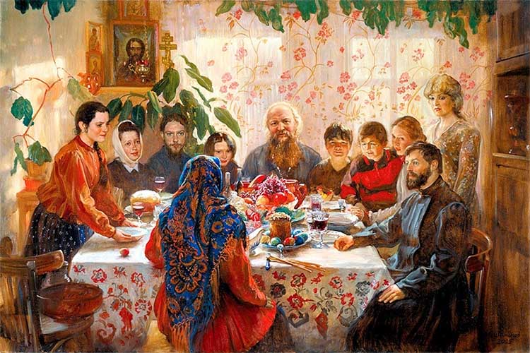Семья священника за столом