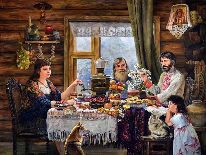 Духовный смысл Масленицы 2 Семья за столом