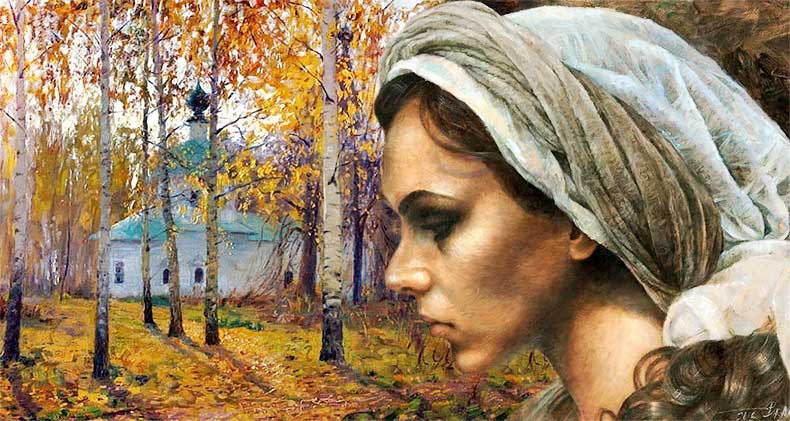 Женщина возле храма