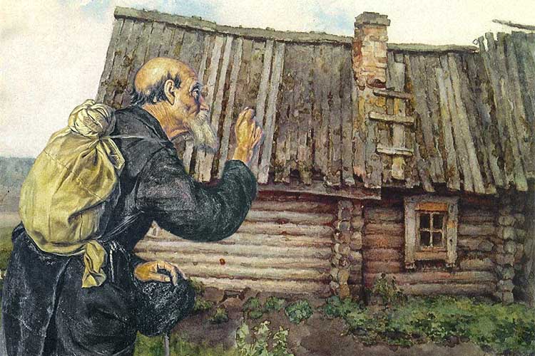 Нищий у избы