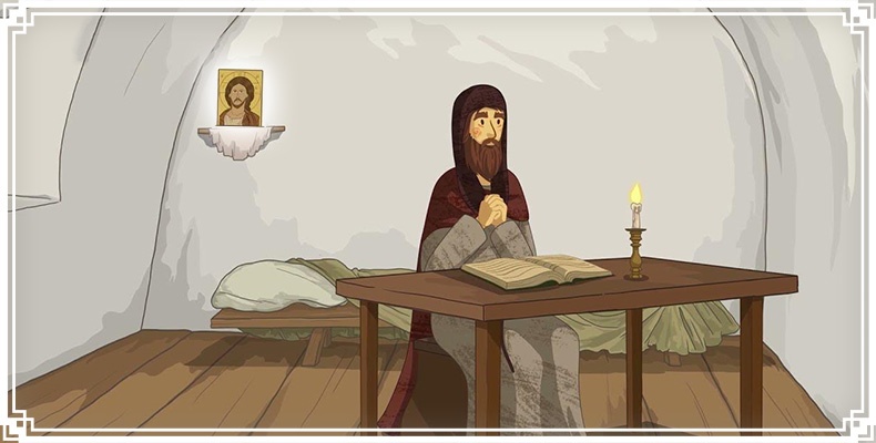 Преподобномученик Евстратий в келье
