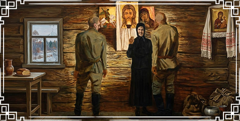 Солдаты перед иконами