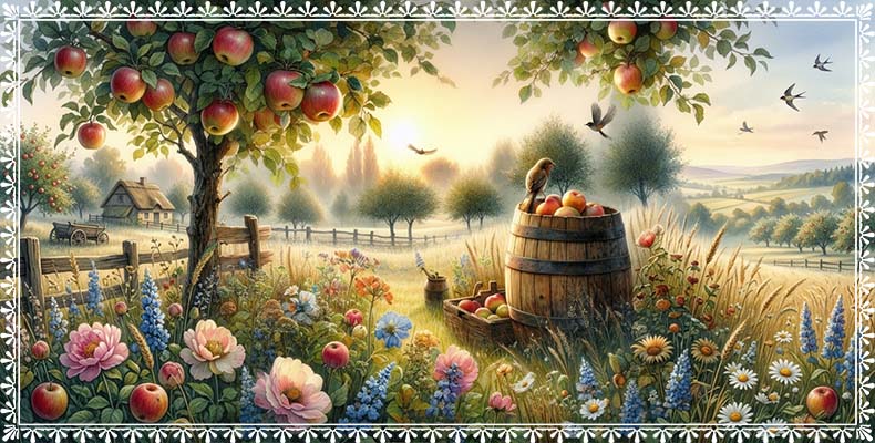 Яблоки и цветы